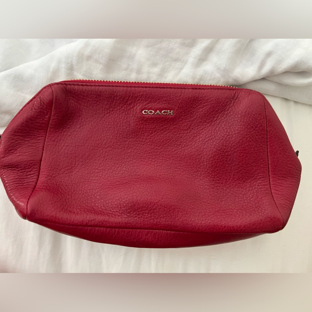 Vintage! Coach wristlet in deep red with gold hardware